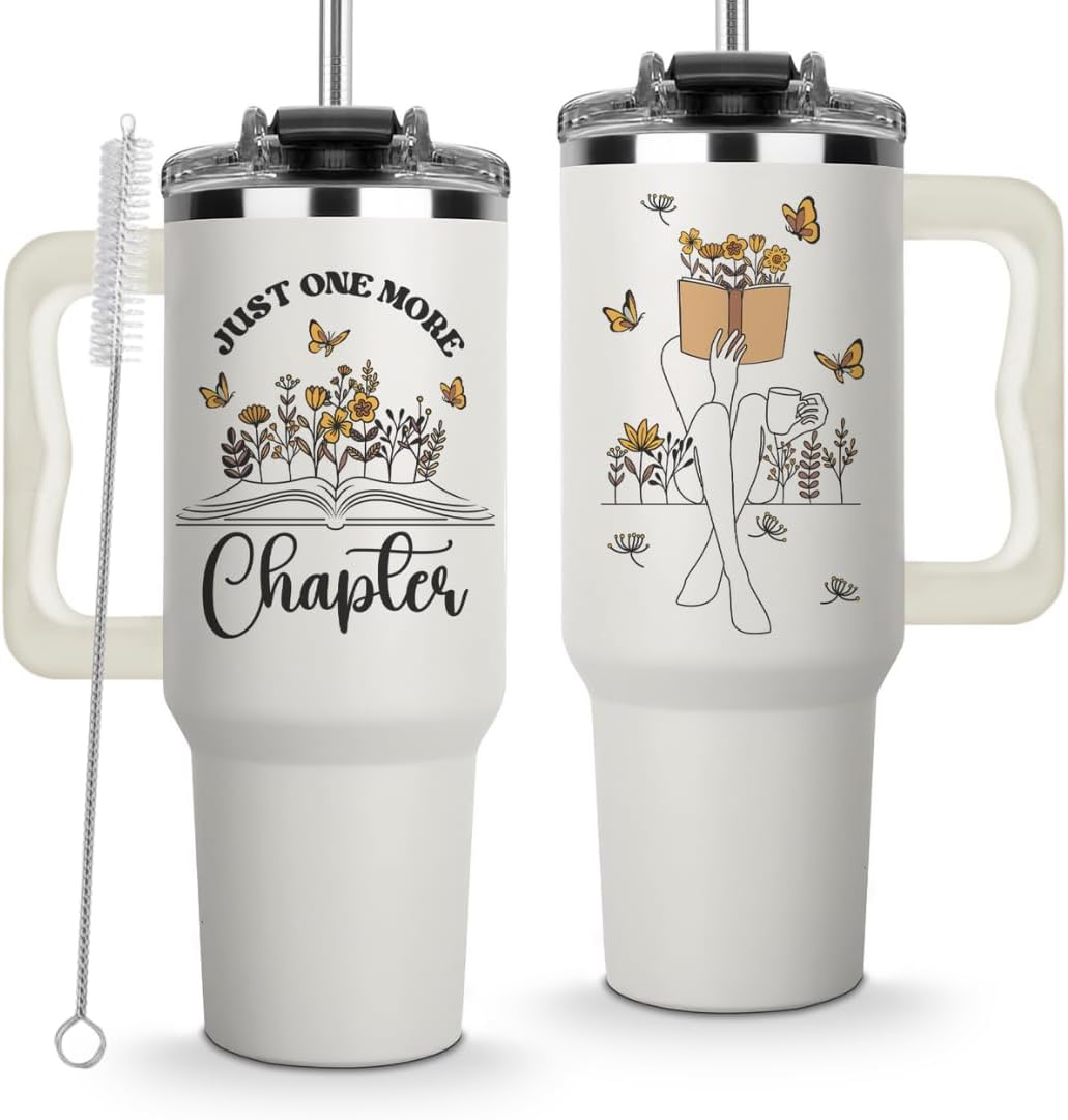Just One More Chapter Tumbler 40Oz, Book Lover Gifts for Women, Book Lovers Gifts, Gifts for Book Lovers, Reading Gifts for Book Lovers, Bookish Gift, Book Club Cup, Birthday Gifts for Book Lovers