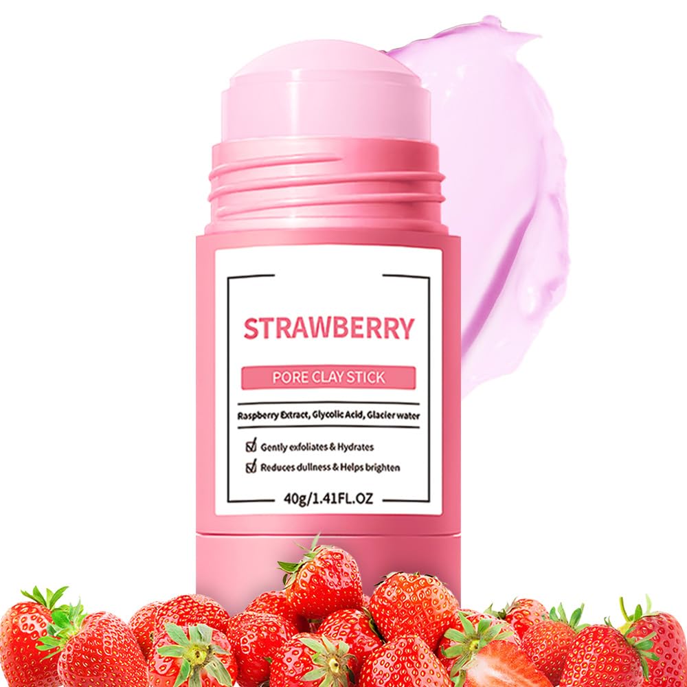 Vitamin C Clay Mask For Face, With Turmeric and Kaolin Clay, Deep Cleansing Pores, Face Masks Skincare for Refining Pores and Controlling Oil, Black Head Remover (Strawberry)