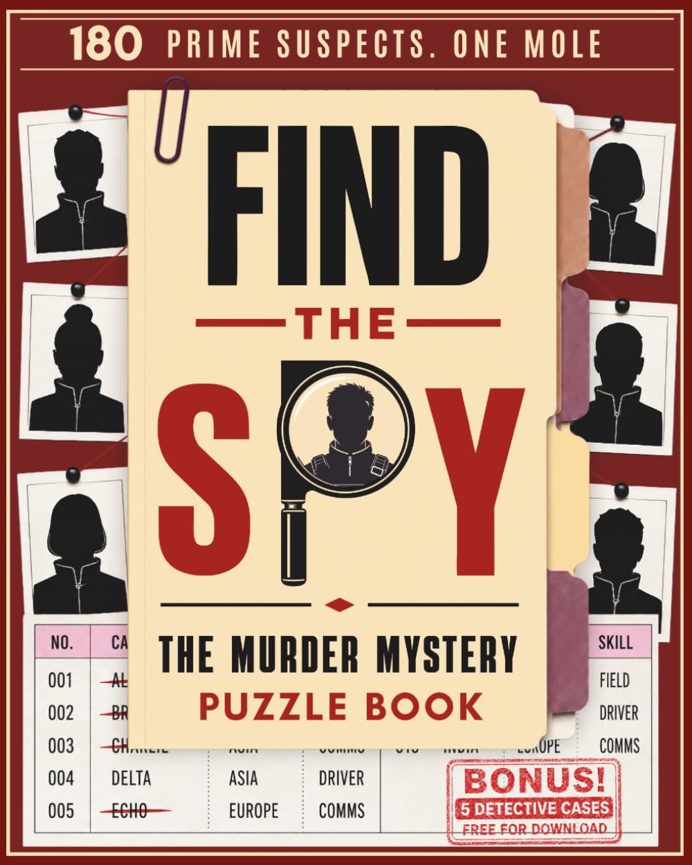 Find the Spy: The Murder Mystery Puzzle Book for Adults, Built to Be Hard, No Lucky Guesses (24 Coded Clues in Morse, Ciphers & More | 180 Prime ... to Check) — Can You Catch the Mole?