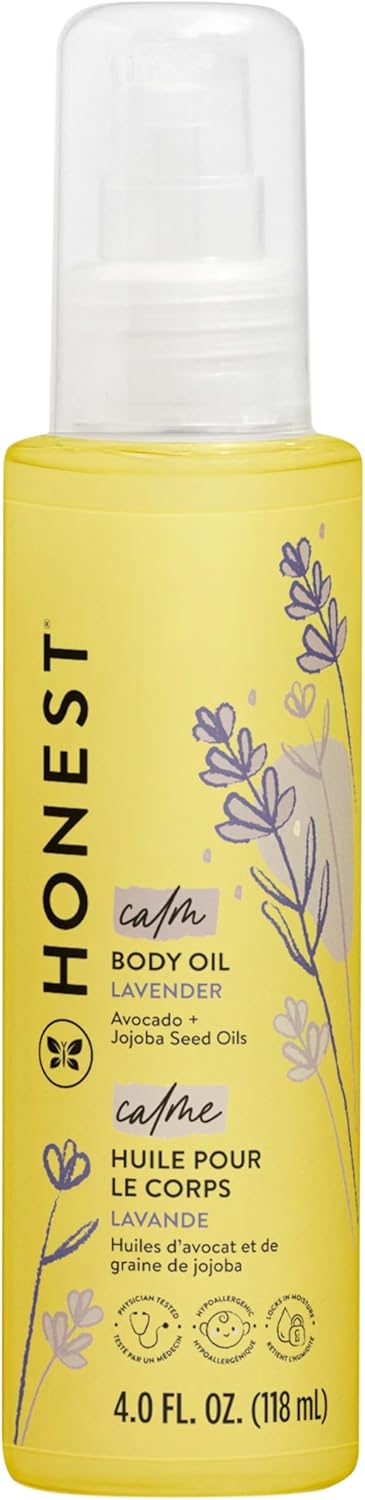 The Honest Company Lavender Infused Calming Body Oil for Babies Organic Plant Based Hypoallergenic 100ml