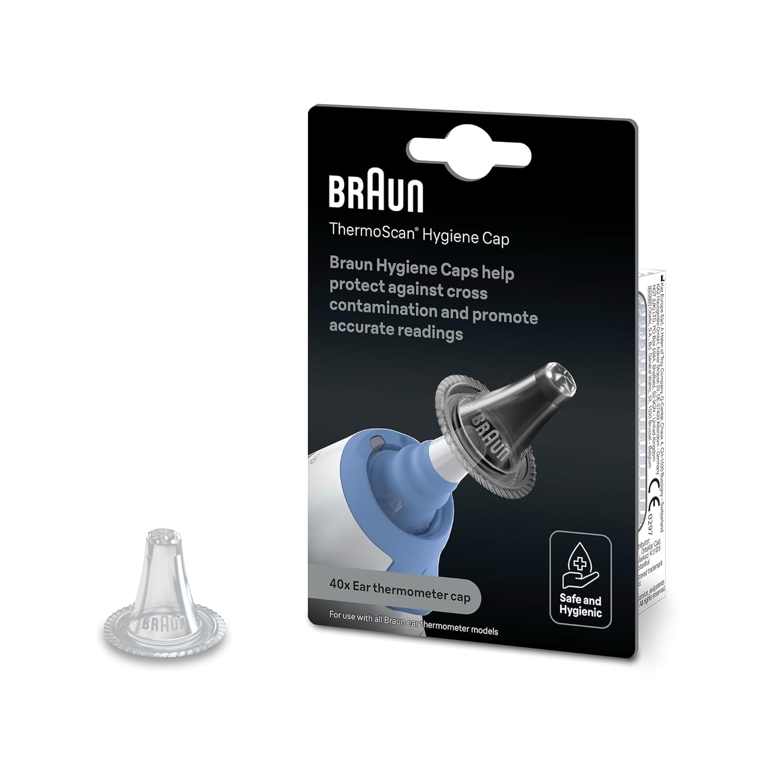 Braun ThermoScan Hygiene Caps - 40 pcs - Compatible with Braun ThermoScan Ear Thermometers - LF40