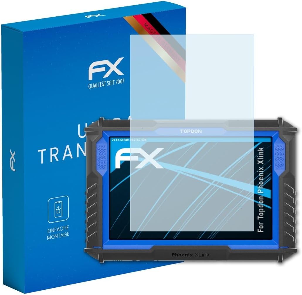 atFoliX Screen Protection Film compatible with Topdon Phoenix Xlink Screen Protector, ultra-clear FX Protective Film (2X)