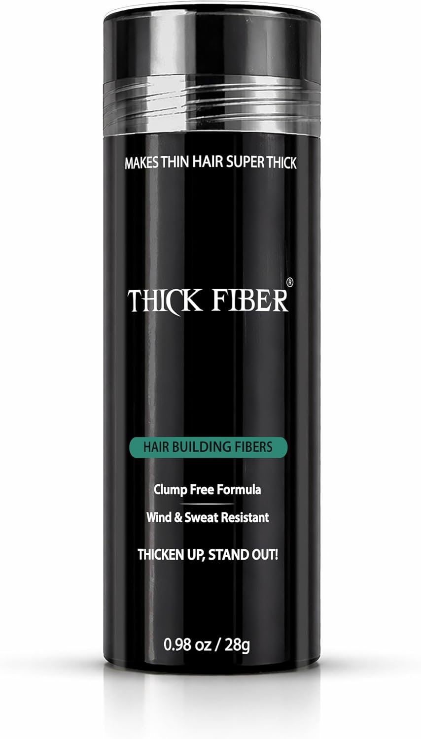 THICK FIBER Hair Fibres | Hair Powder for Thinning Hair 25g Bottle | Makes Thin Hair Look Thicker in Seconds | Hair Loss Concealer For Women & Men (Black)