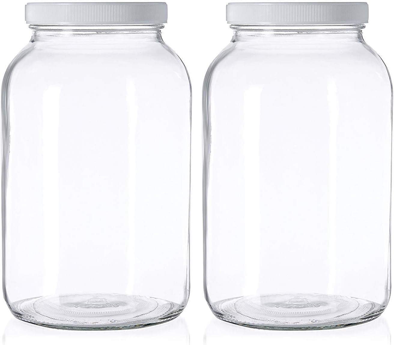 kitchentoolz 1 Gallon Extra Large Glass Mason Jar - Wide Mouth with Airtight Lid - Safe Container for Fermenting, Pickling, and Storing Pack of 2