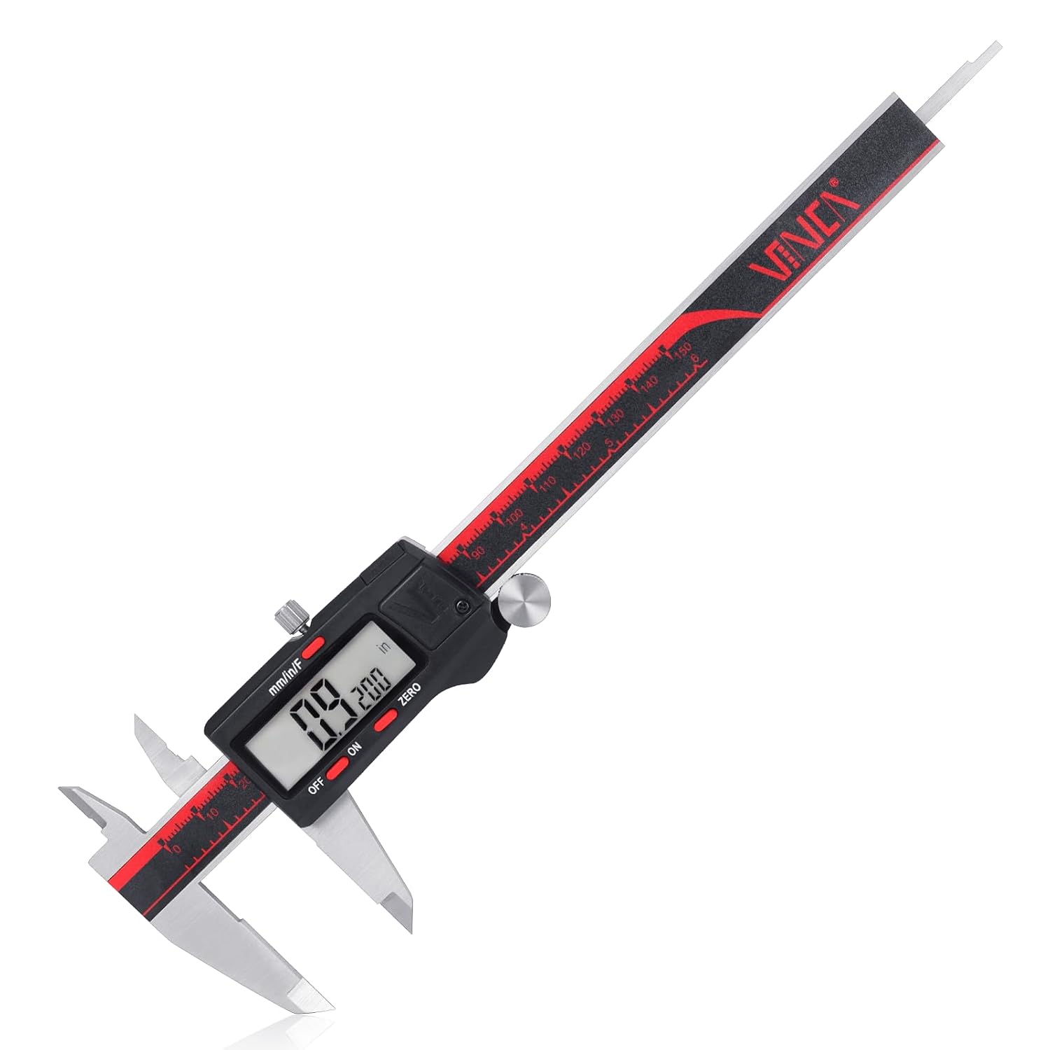 VINCA Digital Caliper, DCLA-0605 0-6 Inch/150mm, Inch/Millimeter/Fraction Conversion, Stainless Steel, Large LCD Screen