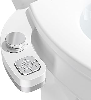 PIKETS Bidet Attachment for Toilet, Dual Nozzle (Frontal and Rear Wash) Non-Electric Fresh Water Toilet Seat Attachment with Nozzle Self Cleaning, Adjustable Water Pressure(Chrome Silver)