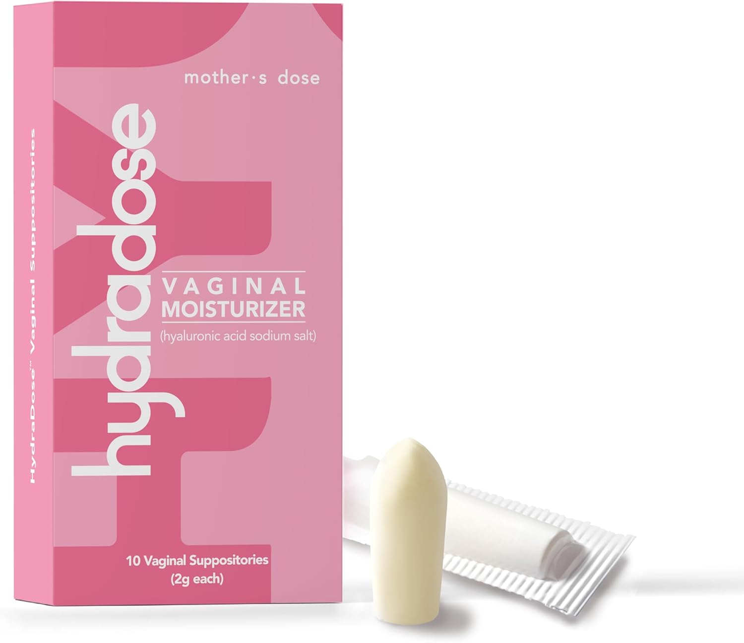 Mother's Dose Hyaluronic Acid 5mg Suppository HydraDose- Hormone Free Moisturizer for Vaginal Dryness-USA Made, 1 Month Supply- 10 Inserts