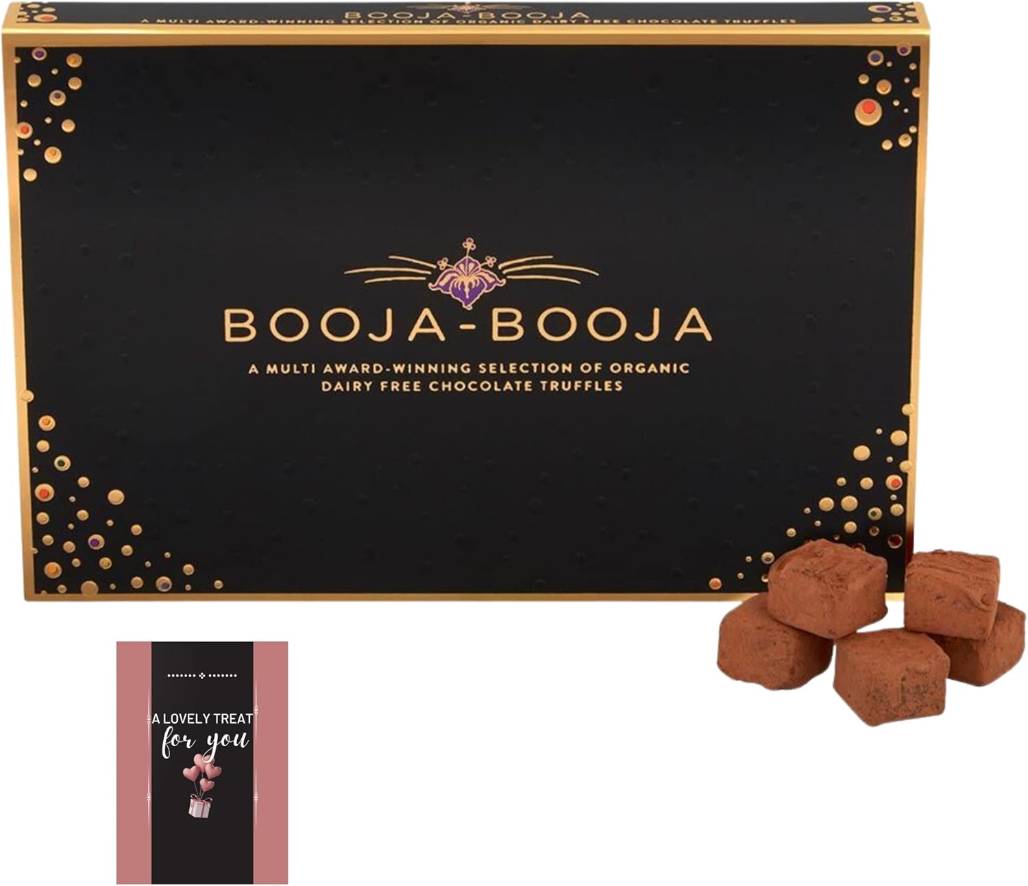 Dark Chocolate Gift Box Gluten Free Booja Booja Vegan Chocolates The Award-Winning Selection 184g&Cards - Birthday, Christmas, Valentine, Care Package, Fathers Day, Mothers Day More