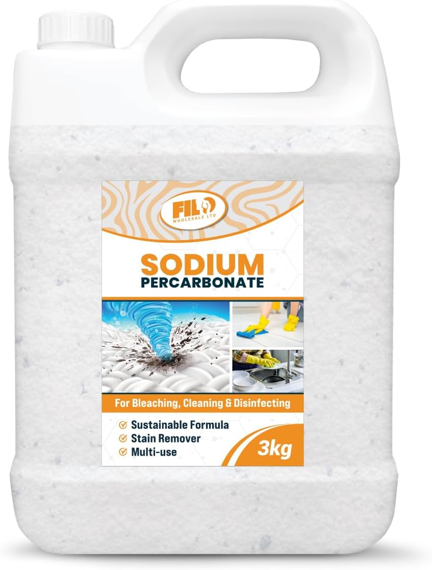 FILO Sodium Percarbonate Granules 3kg – Eco-friendly Oxygen Bleach for Clothes, Natural Stain Remover and Laundry Whitener – Multi-purpose Cleaner for Kitchen, Bathroom & Fabrics