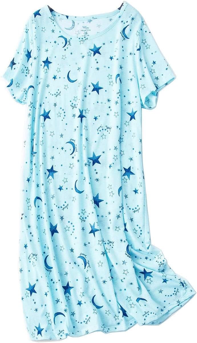 CHUNG Women Nighties Short Sleeve Above Knee Soft Cotton Nightdress Ladies loose Cute Animal Floral Print Summer Loungwear Sleepwear