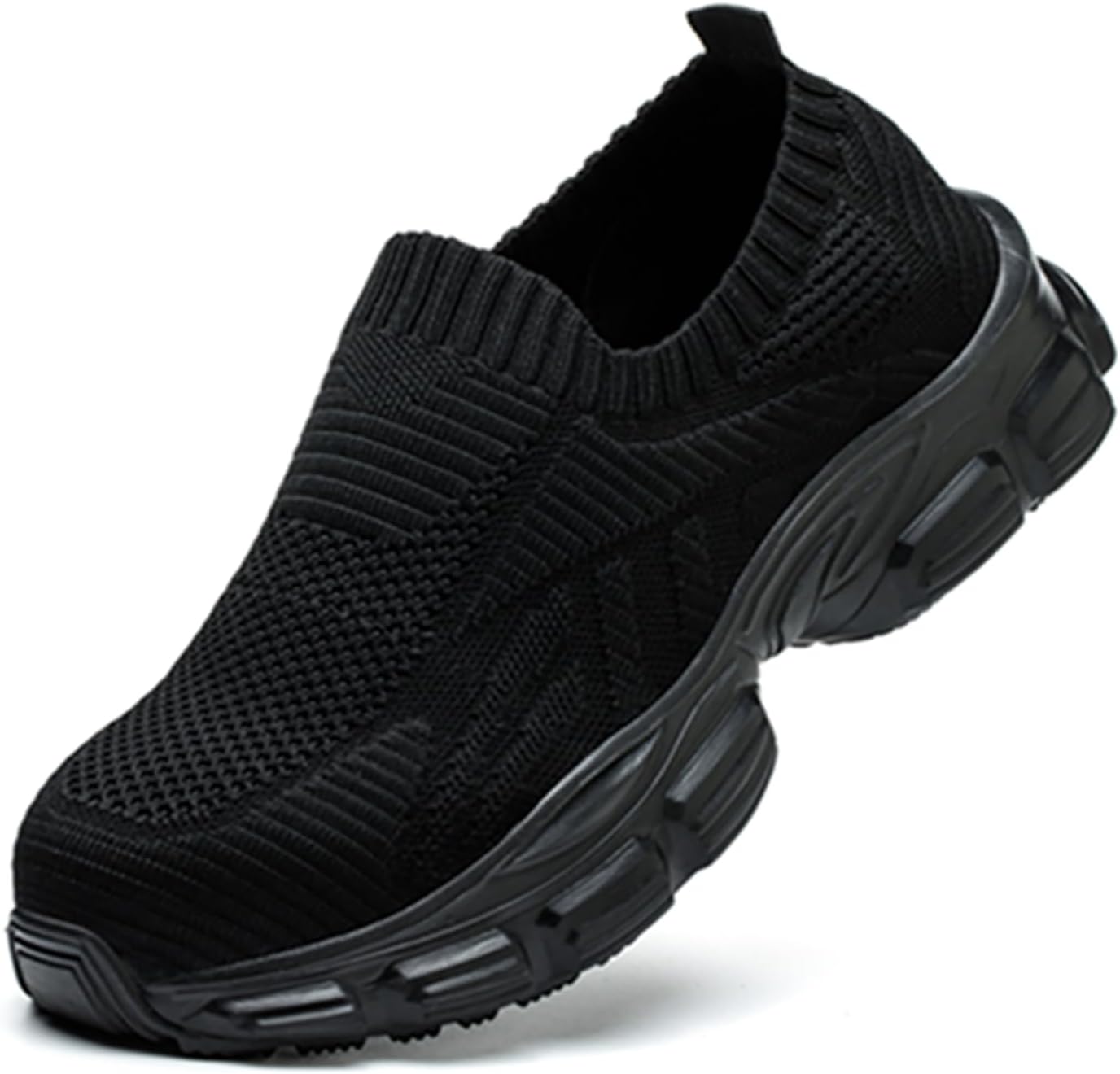 COOU Safety Shoes for Women Lightweight Steel Toe Cap Trainers Breathable Ladies Safety Toe Trainers Non Slip Protective Shoes Black