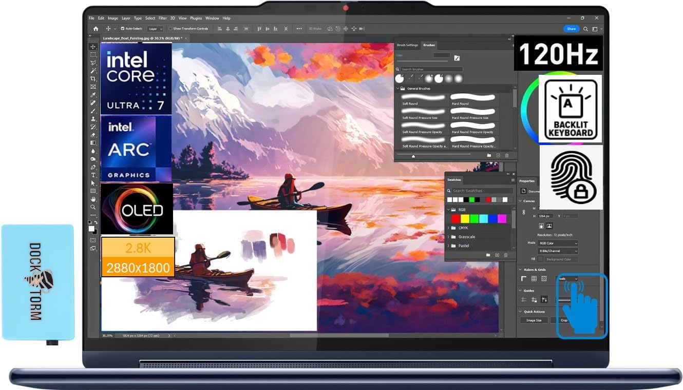 Lenovo Yoga 9i AI Powered 2-in-1 Laptop 14.0" 120 Hz Touchscreen OLED 2.8K (Intel Ultra 7-155H, 16GB LPDDR5X, 1TB SSD, Active Pen, Backlit KYB, FP Reader, 2 Thunderbolt 4, Win 11 Home) w/DKZ Hub