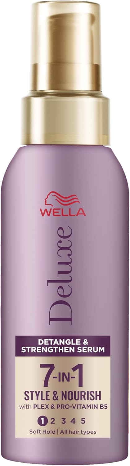 Wella Deluxe Detangle & Strengthen Serum | Anti-frizz | Hydrating | With Tapioca Starch |For All Hair Types | Plex & Pro-vitamin B5 | Flexible Hold | 7-in-1 Style & Nourish, 100ml