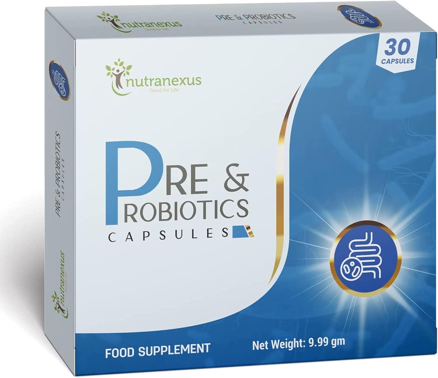 Nutranexus - Pre & Probiotics Capsules - 45 Billion CFU - 8 Active Bacteria Strains - Gut Health l Multi Enzyme Blend for Digestion & Bloating Relief - Non GMO & Gluten Free EXP. 03/2027