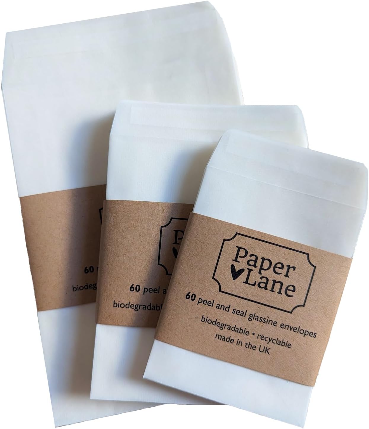 PaperLane 60 Mini (68mm x 92mm) Glassine Paper Peel and Seal Envelopes | Semi-Transparent | Perfect for Confetti Bags | Biodegradable and Recyclable