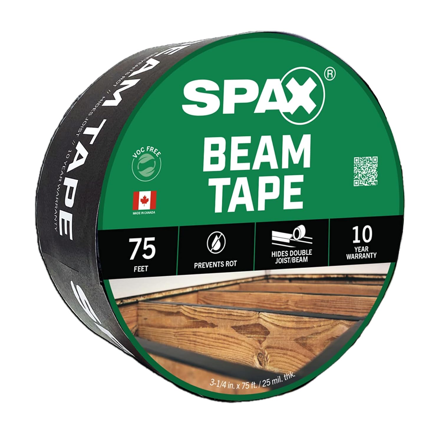 SPAX 3-1/4" x 75' Deck & Flashing Tape (1 Pack) Waterproof Beam & Ledger Board Tape for Decks, Windows & Exterior Projects – UV Resistant Self-Adhering Barrier
