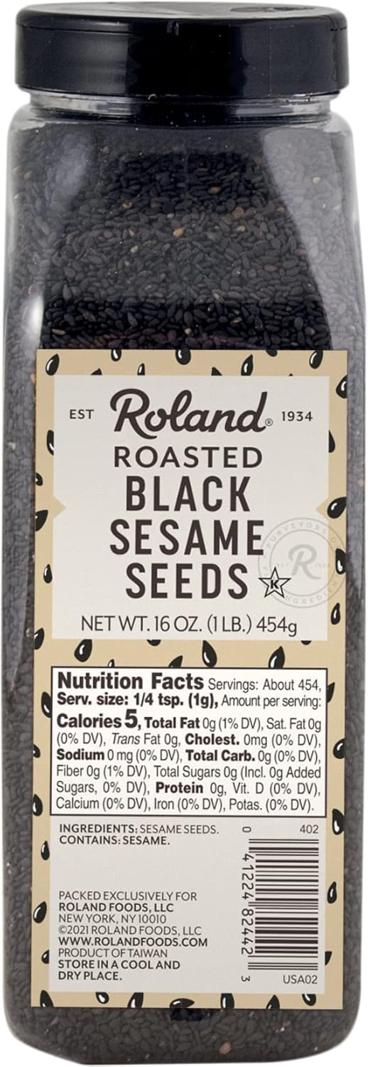 Roland Foods Roasted Black Sesame Seeds, Specialty Imported Food, 16 Ounce, Pack of 1