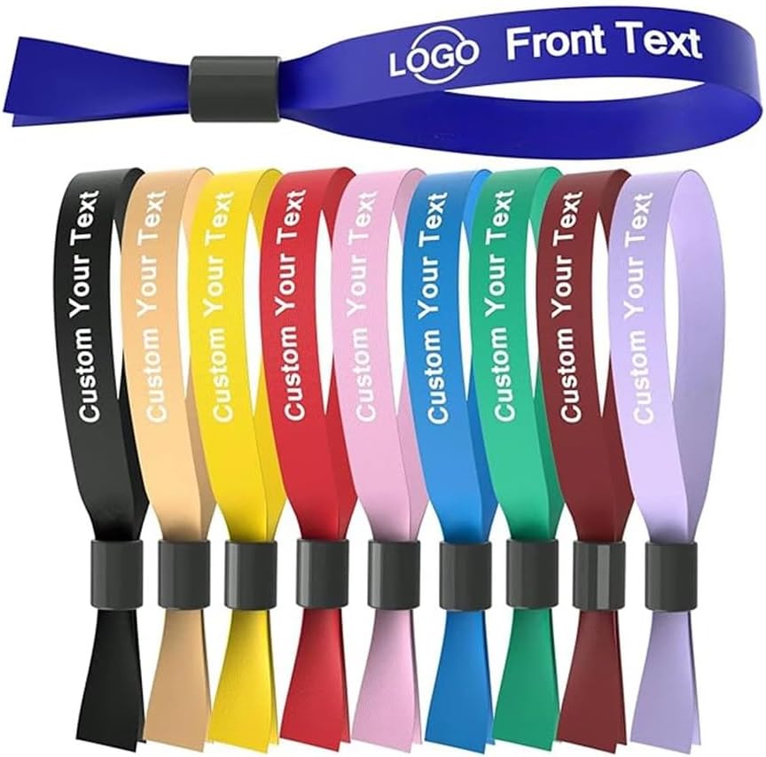 50Pcs Personalised Wristbands with Text Message, Custom Cloth Event Wristbands Bracelets, Customized Color Bracelets for Events, Motivation, Id Wristbands Kids, Festival