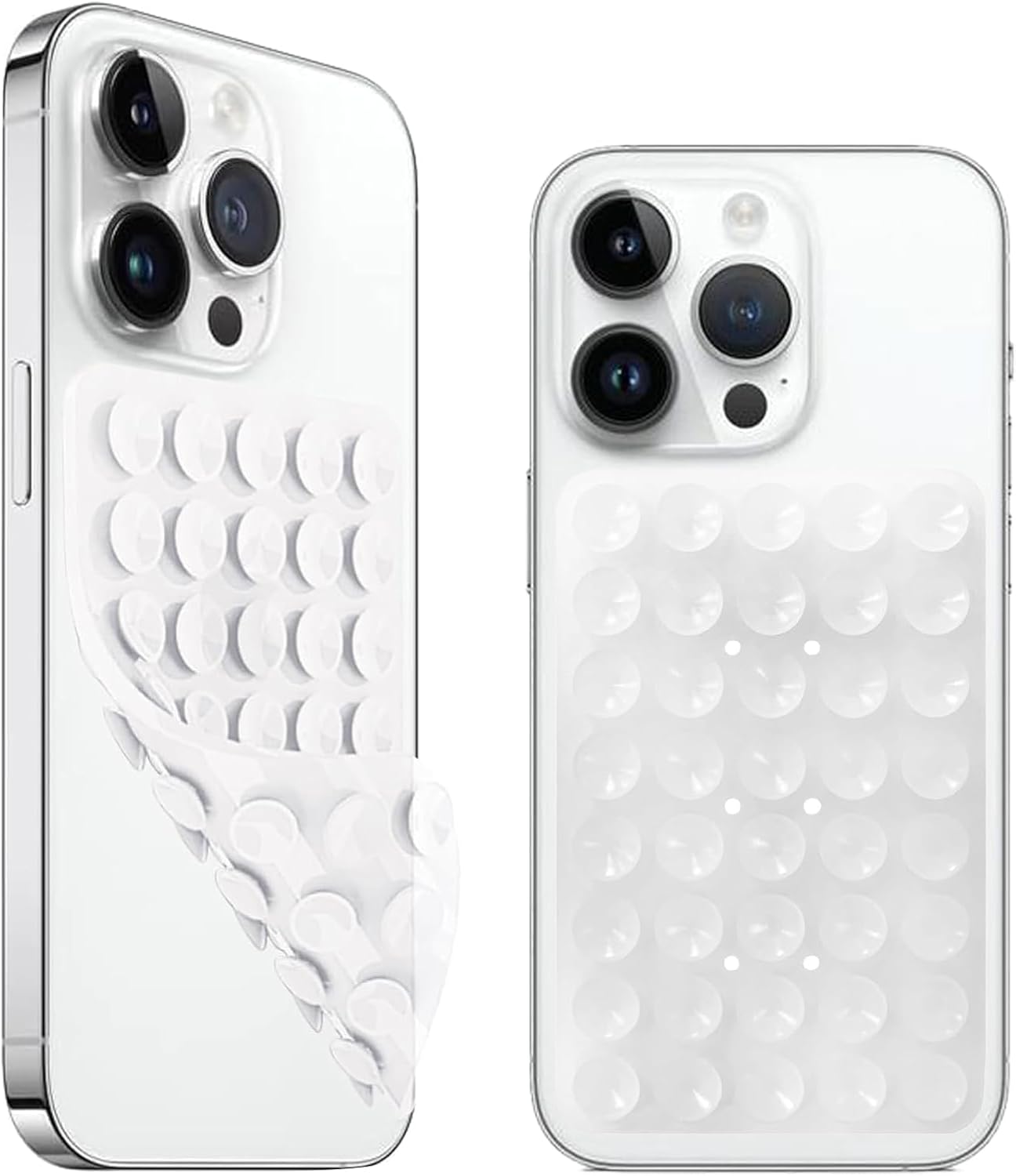 2 Pack Silicone Suction Cup Phone Case Mount Double Sided, Silicone Phone Stand for iPhone and Android, Hands-Free Phone Accessories Strong Grip Holder for Selfies and Videos Creators(Transparent)