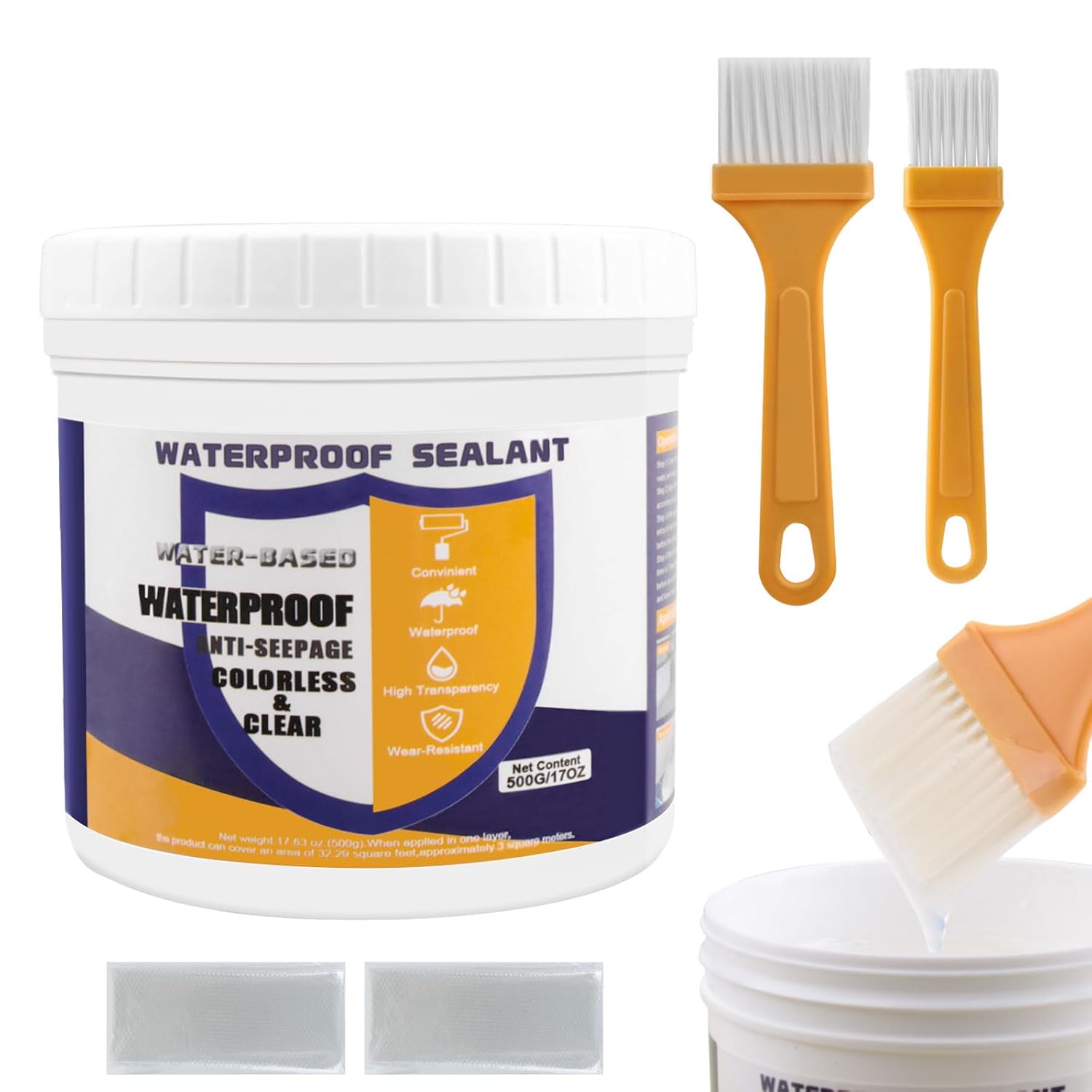 Liquid Waterproof Sealant, 17.63oz Invisible Waterproof Agent Transparent Waterproof Coating Anti-Leakage Repairing Adhesive for Roof Walls Bathroom Kitchen Indoor Outdoor Waterproof Paint