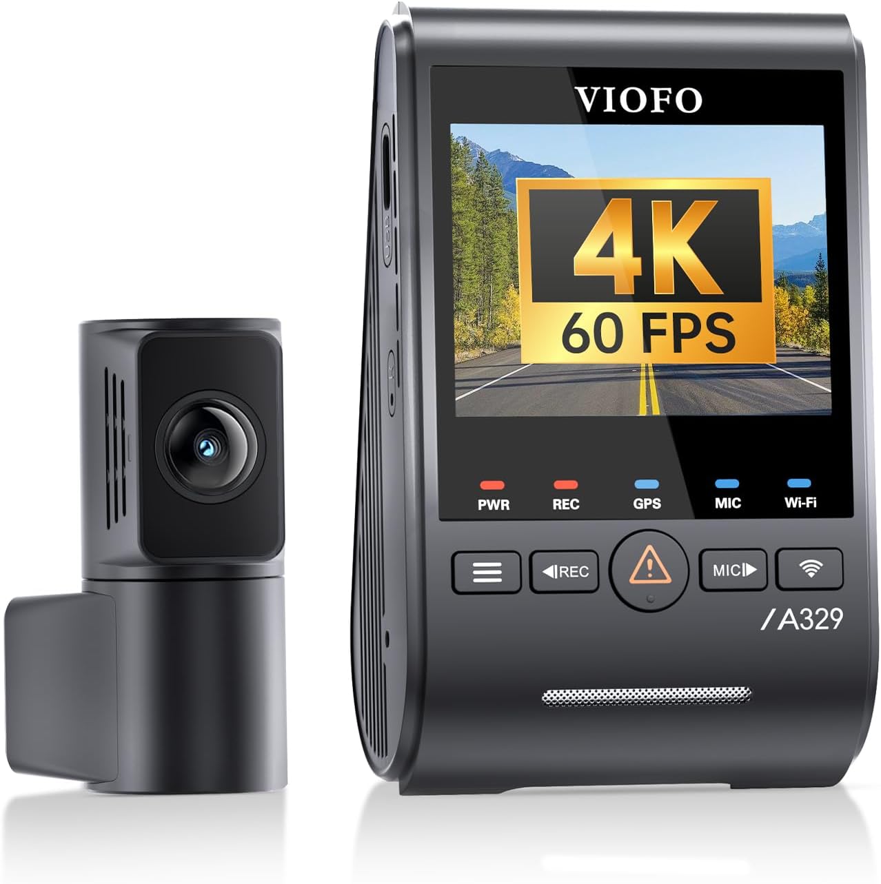 VIOFO A329S 4K 60FPS Dash Cam Front and Rear, STARVIS 2 HDR, Wi-Fi 6 | 4K Front + 2K Rear, Dual STARVIS 2 Sensors, Low-Light Clarity, Power-Saving Parking Mode, GPS & Up To 4TB SSD Support