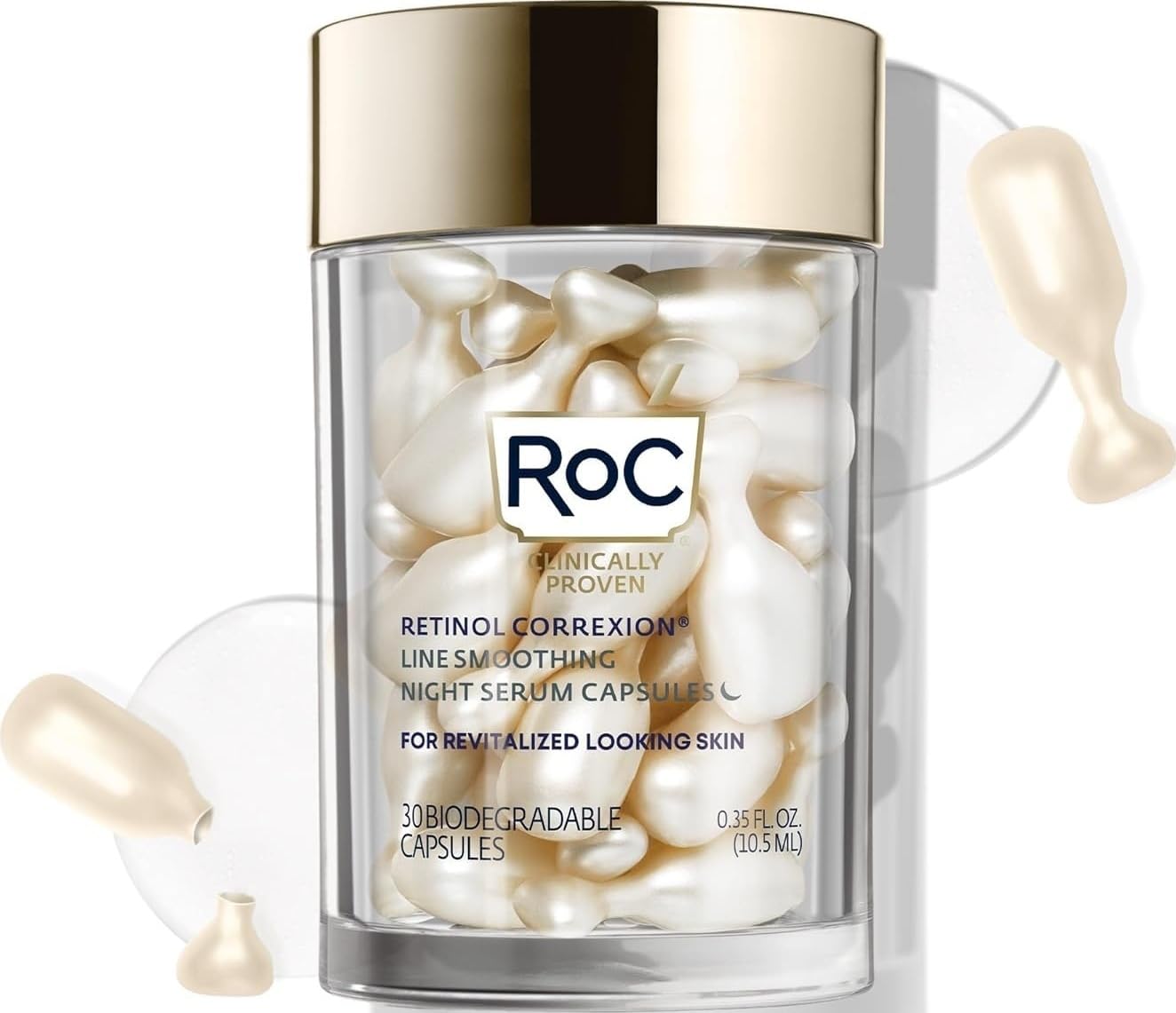 RoC Retinol Correxion Anti-Aging Wrinkle Night Serum Capsules, 30 count