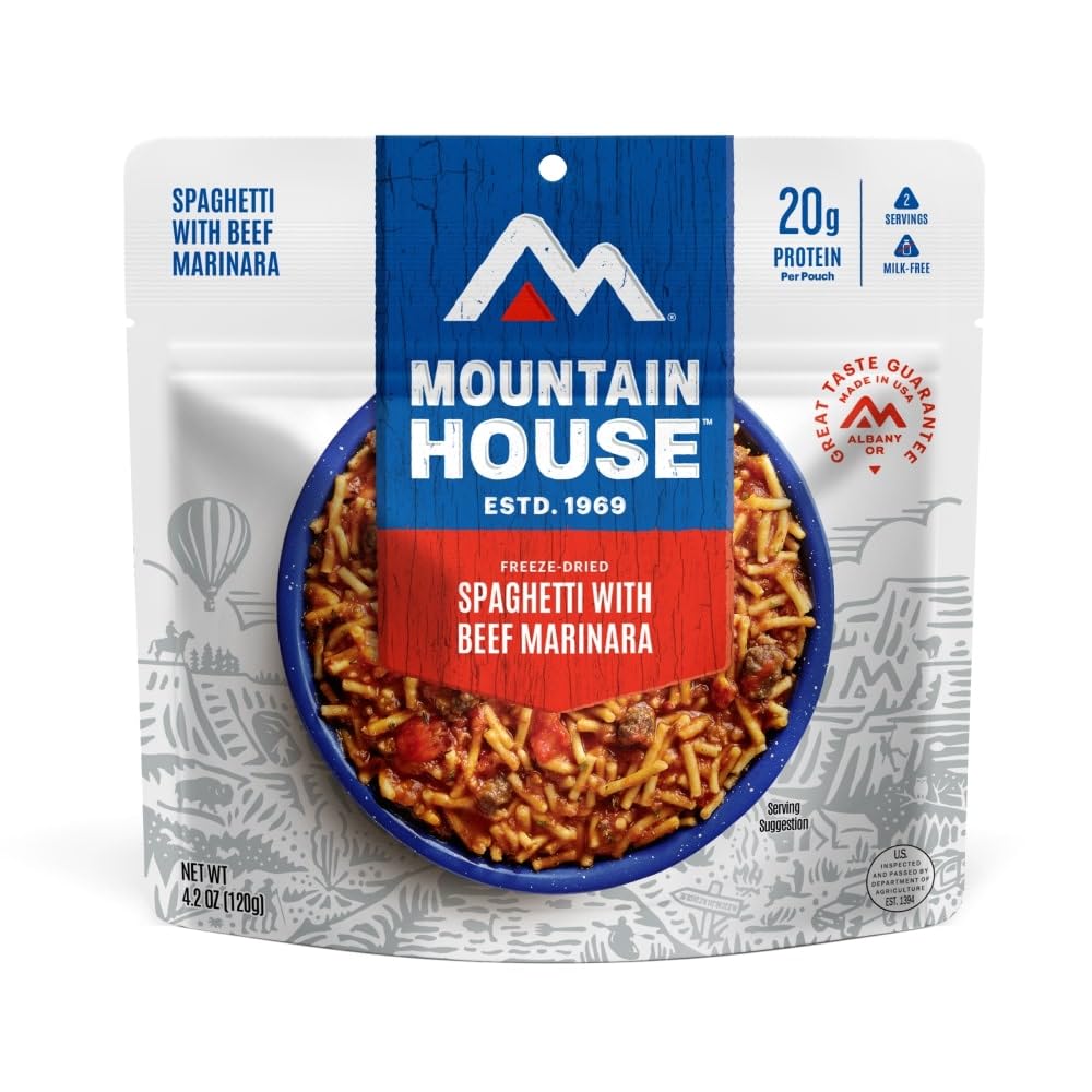 Mountain House Spaghetti with Beef Marinara | Freeze Dried Backpacking & Camping Food |2 Servings