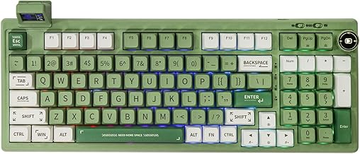 EPOMAKER RT100 97 Keys Gasket BT5.0/2.4G/USB-C Mechanical Keyboard with Customizable Display Screen, Knob, Hot Swappable Socket, 5000mAh Battery for Win/Mac(RT100 Green, Sea Salt Silent Switch)