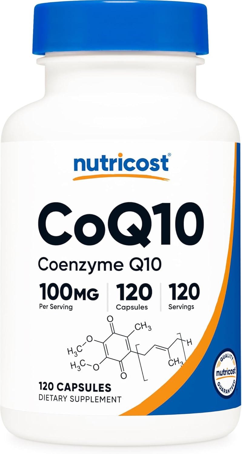 Nutricost CoQ10 100mg, 120 Vegetarian Capsules, 120 Servings - High Absorption, Vegetarian, Non-GMO, Coenzyme Q10