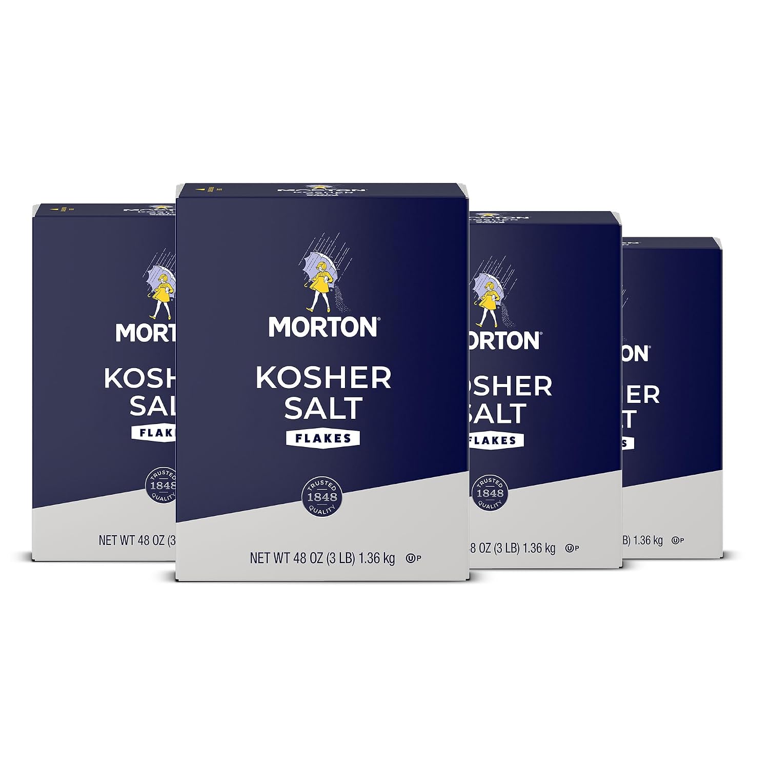 Morton Kosher Salt Flakes Cooking Salt (48 oz / 3 lb), 4-Pack