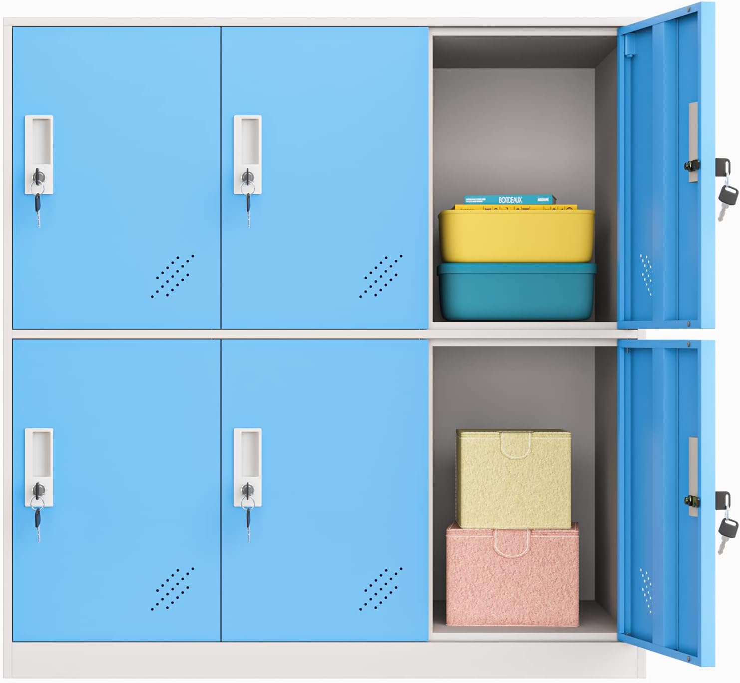 MECOLOR 6 Door Metal Kids Locker Cabinet Using in School and Office Storage for Bag Toy and Cloth (Blue, 6D)