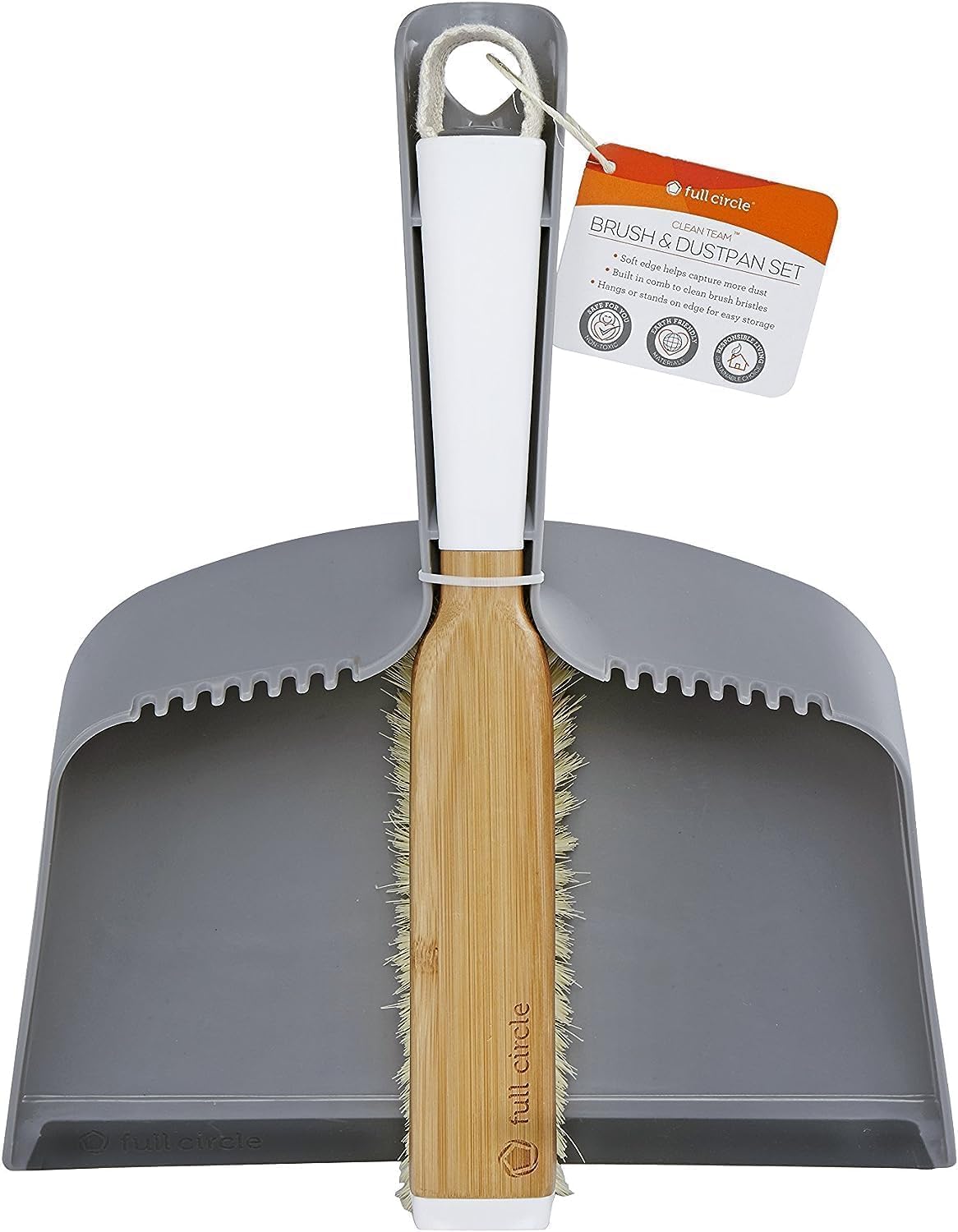 Full Circle Clean Team Brush & DustPan Set, White & Grey