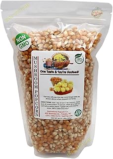 MUSHROOM Popcorn Kernels - Gluten free, Vegan - Great for Caramel or Candy popcorn, Low Calorie High Fiber Snack Perfect Movie Night - All Natural, Vegan, Non GMO, 1.9LB