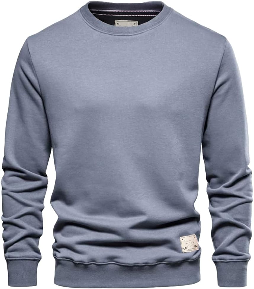 Blu Apparel Mens Jumper Premium Branded Crew Neck Cotton Sweater Pullover Sweatshirt Jumpers for Men UK Black Navy Charcoal S M L XL 2XL