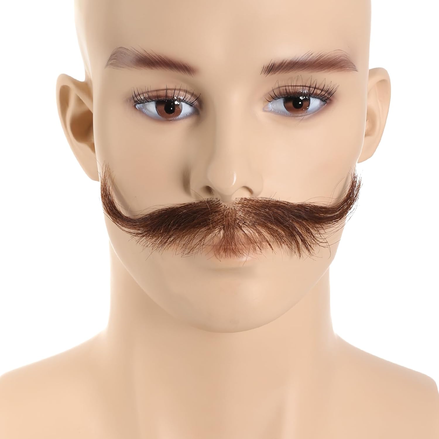 CTRLALT Fake Beard 100% Real Human Hair Full Hand Tied Facial Hair Black Goatee Fake Beards Lace Invisible Fake Mustache for Entertainment Party Drama Movie Makeup