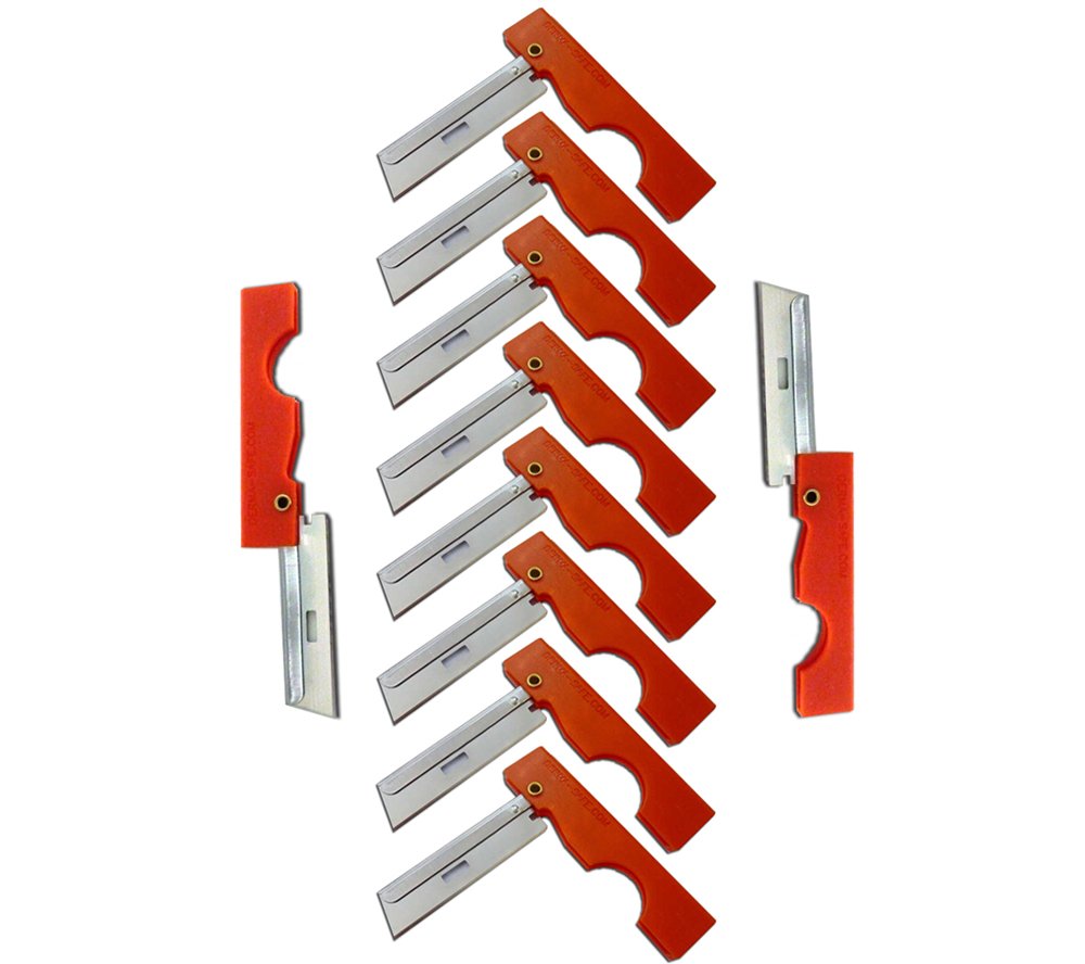 Folding Utility Razor (10-pack) for Survival & First Aid Kits (Orange)