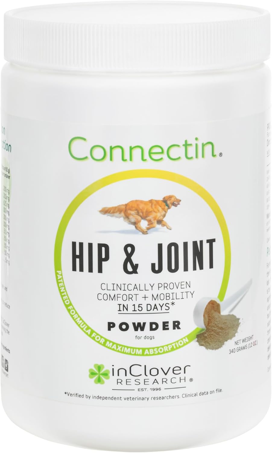 InClover Connectin Hip and Joint Supplement for Dogs. Combines Glucosamine, Chondroitin and Hyaluronic Acid with Herbs for Comfort and Mobility