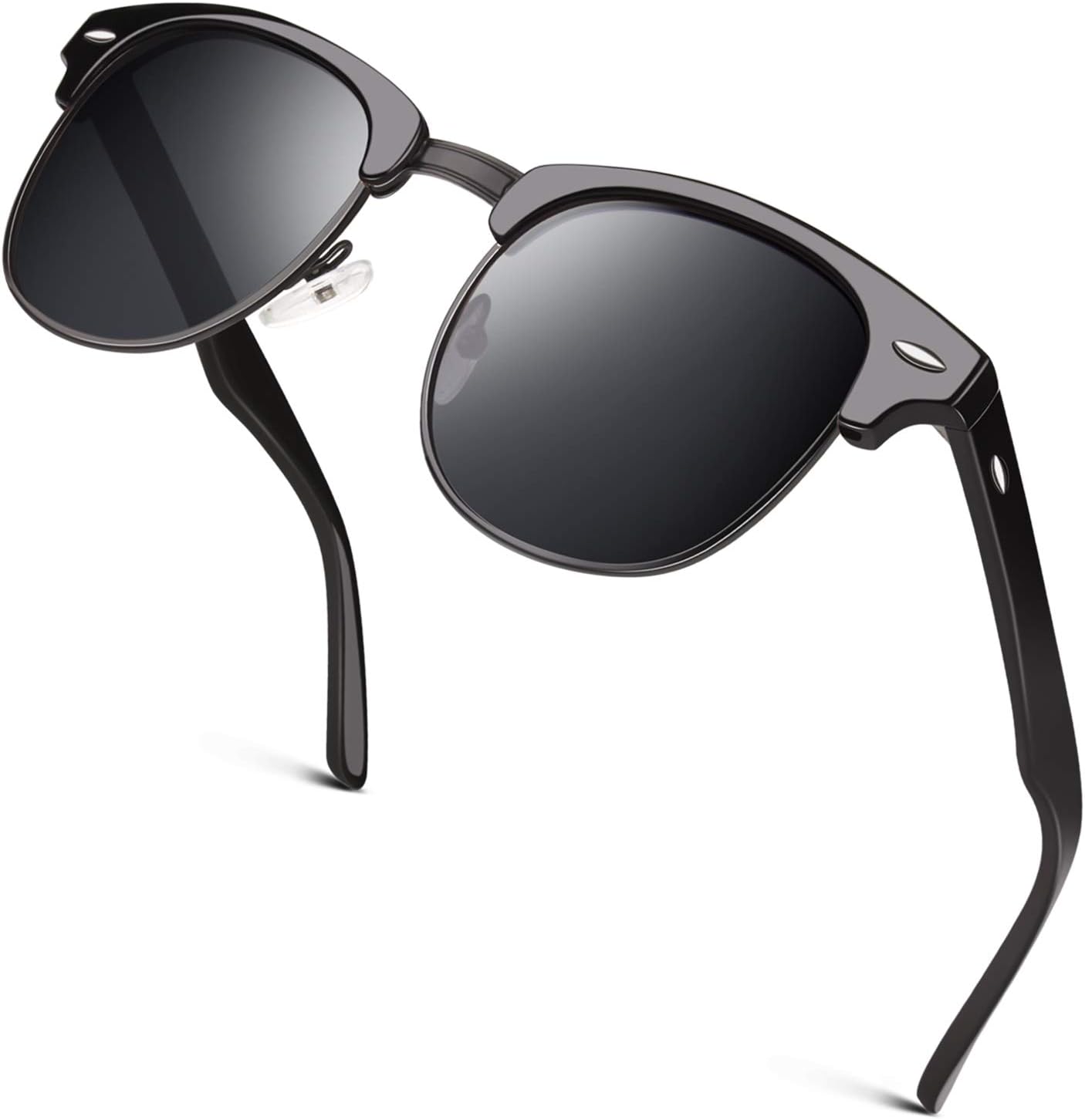 GQUEEN Horn Rimmed Half Frame Polarised Sunglasses Mens Womens UV400 Protection