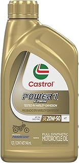 Castrol Power1 V-Twin 20W-50 Full Synthetic Motorcycle Oil, 1 Quart, Pack of 6