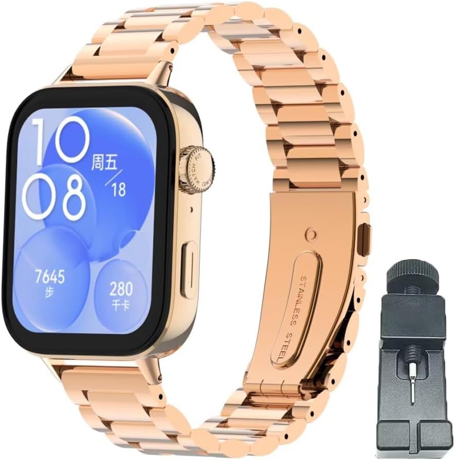 Watchband Compatible with Huawei Watch Fit 3/4/4pro Band,Stainless Steel Metal Replacement Strap Bracelet for Huawei Watch Fit 3/4/4pro Woman Man