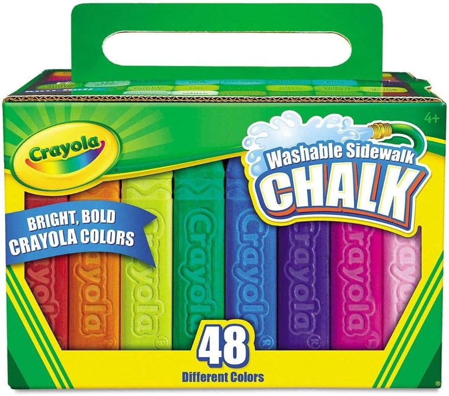 CRAYOLA Washable Sidewalk Chalk - Assorted Colours (Box of 48) | Bright and Bold Ideal for Walls & Pavement Simply Wash Away With Water For Ages 4+
