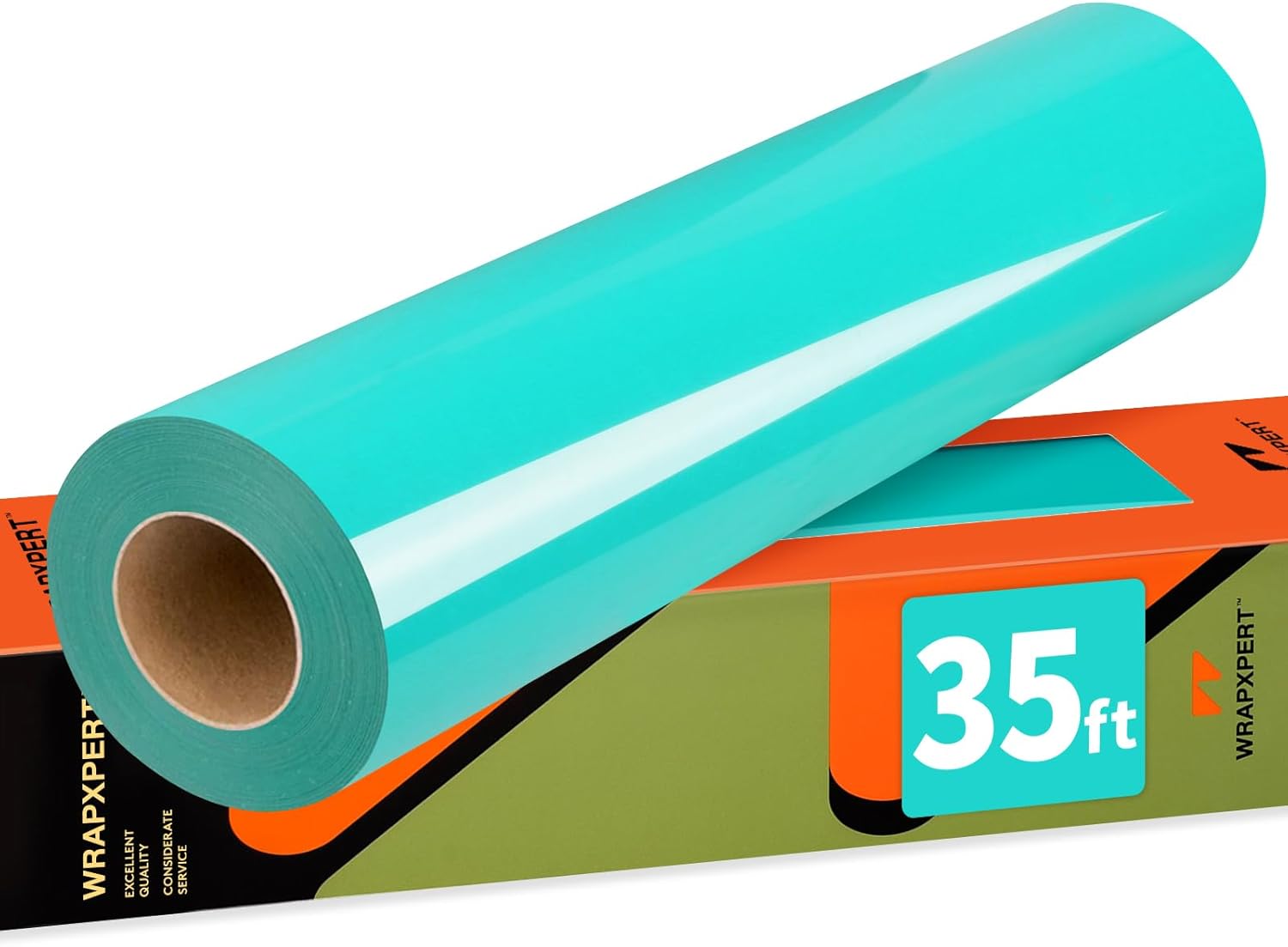WRAPXPERT HTV Heat Transfer Vinyl Roll-12 x35ft Bright Teal Iron On Vinyl for Tshirts,HTV Big Roll Easy to Cut and Transfer for Heat Press Machine on Garments