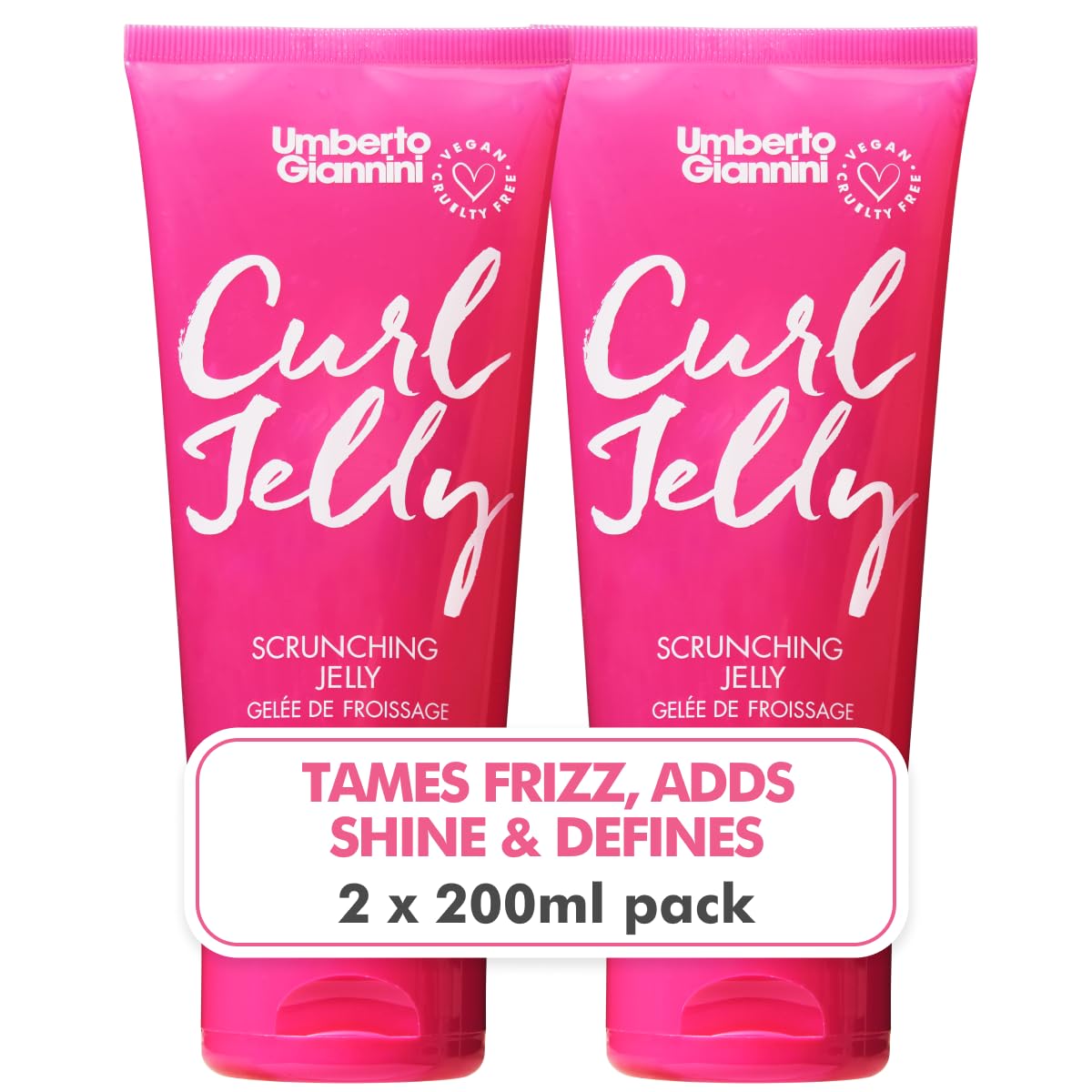 Umberto Giannini Curl Jelly Scrunching Jelly Bundle, Vegan & Cruelty Free Frizz Solution Gel for Curly or Wavy Hair, 200 ml (2 Pack)
