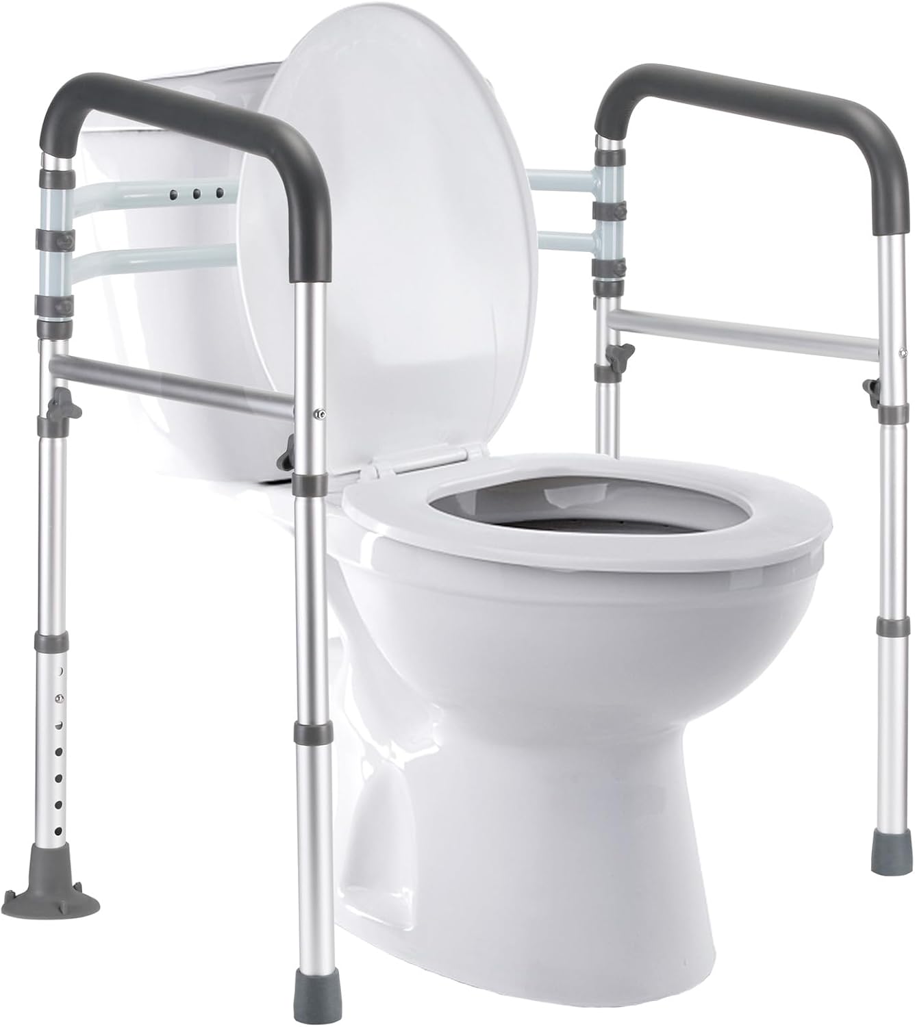 FSA/HSA Eligible Toilet Safety Rails, Adjustable Toilet Frame for Elderly, Seniors, Handicap & Disabled, Foldable Handicap Toilet Handles Fit Any Toilets (300 LB)