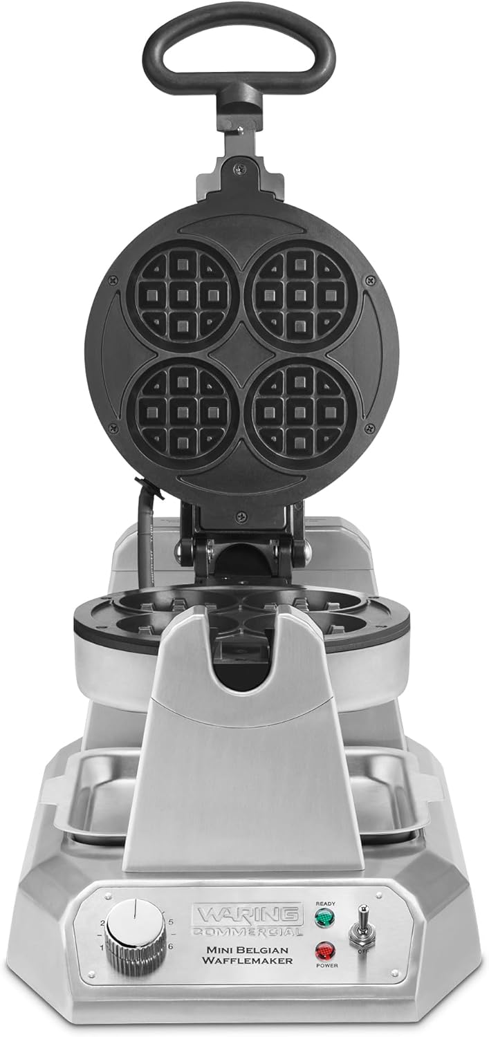 Waring Commercial WMB400X Single Mini Belgian Waffle Maker w/Cast Aluminum Grids 120V, 1200W 5-15 Phase Plug