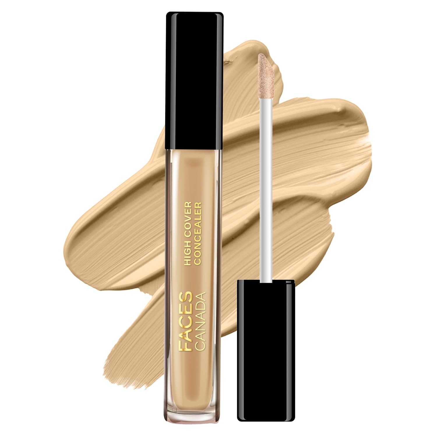 Faces Canada High Cover Concealer - Sand Beige 01 | Full Coverage Liquid Formula with Matte Finish | Long-Lasting & Lightweight | Blends Easily for Spots & Dark Circle | 0.14 Fl Oz (4ml)