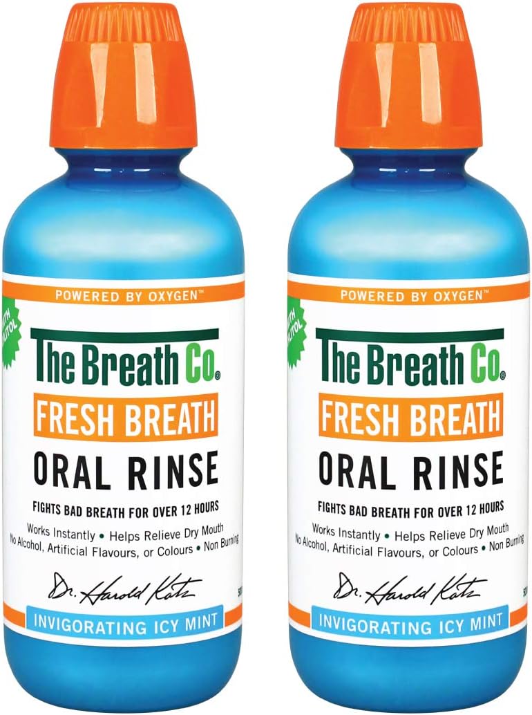 The Breath Co Fresh Breath Oral Rinse Icy Mint Duo, 2 x 500 ml, Mint, 1 kg