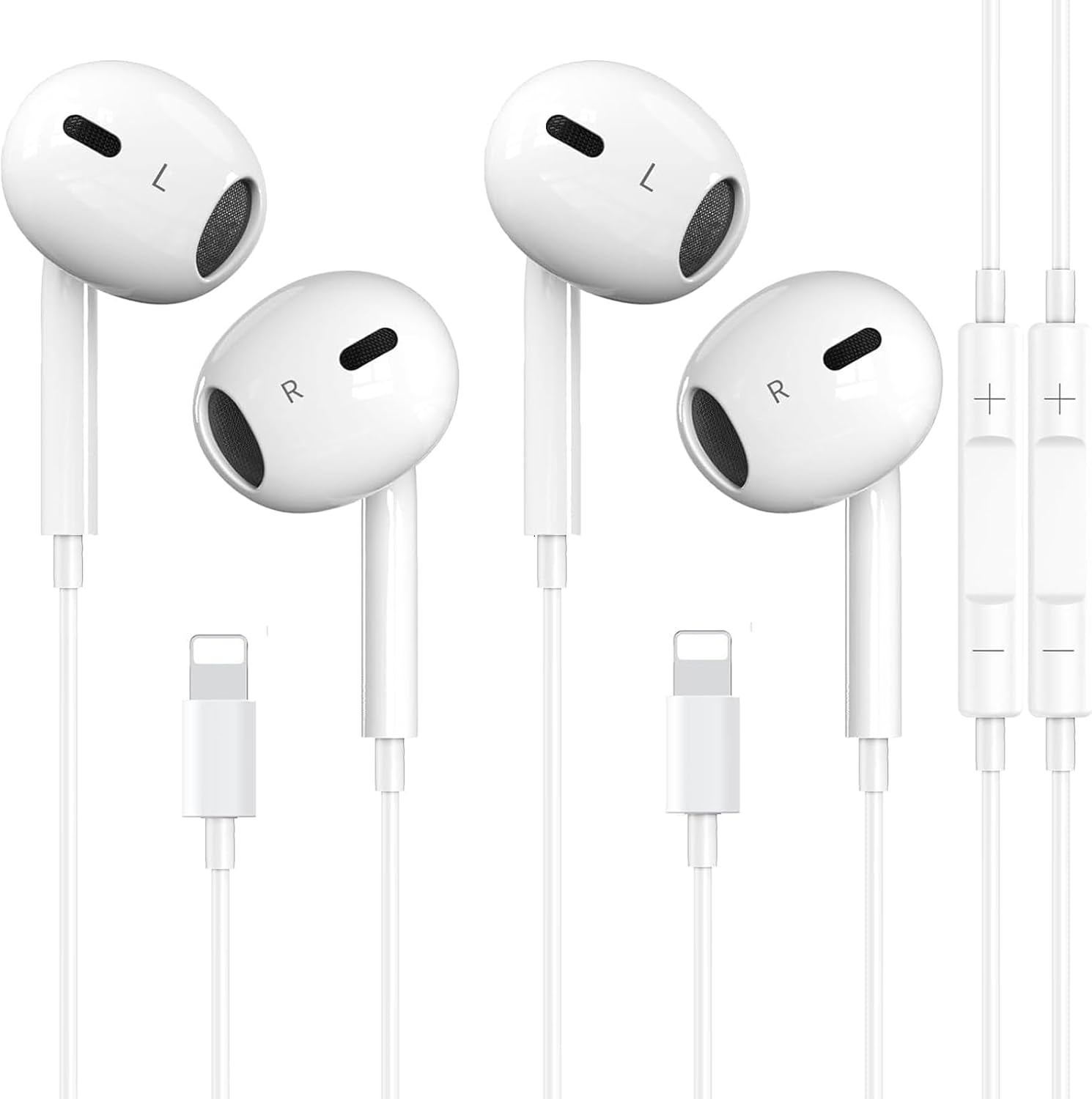 2 Packs-for iPhone Headphones Wired Earbuds/Earphones Nosie Reduction Built-in Microphone & Volume Control Headsets Compatible with iPhone 14/13/12/11/XR/XS/X/8/7/SE/Pro/Pro Max