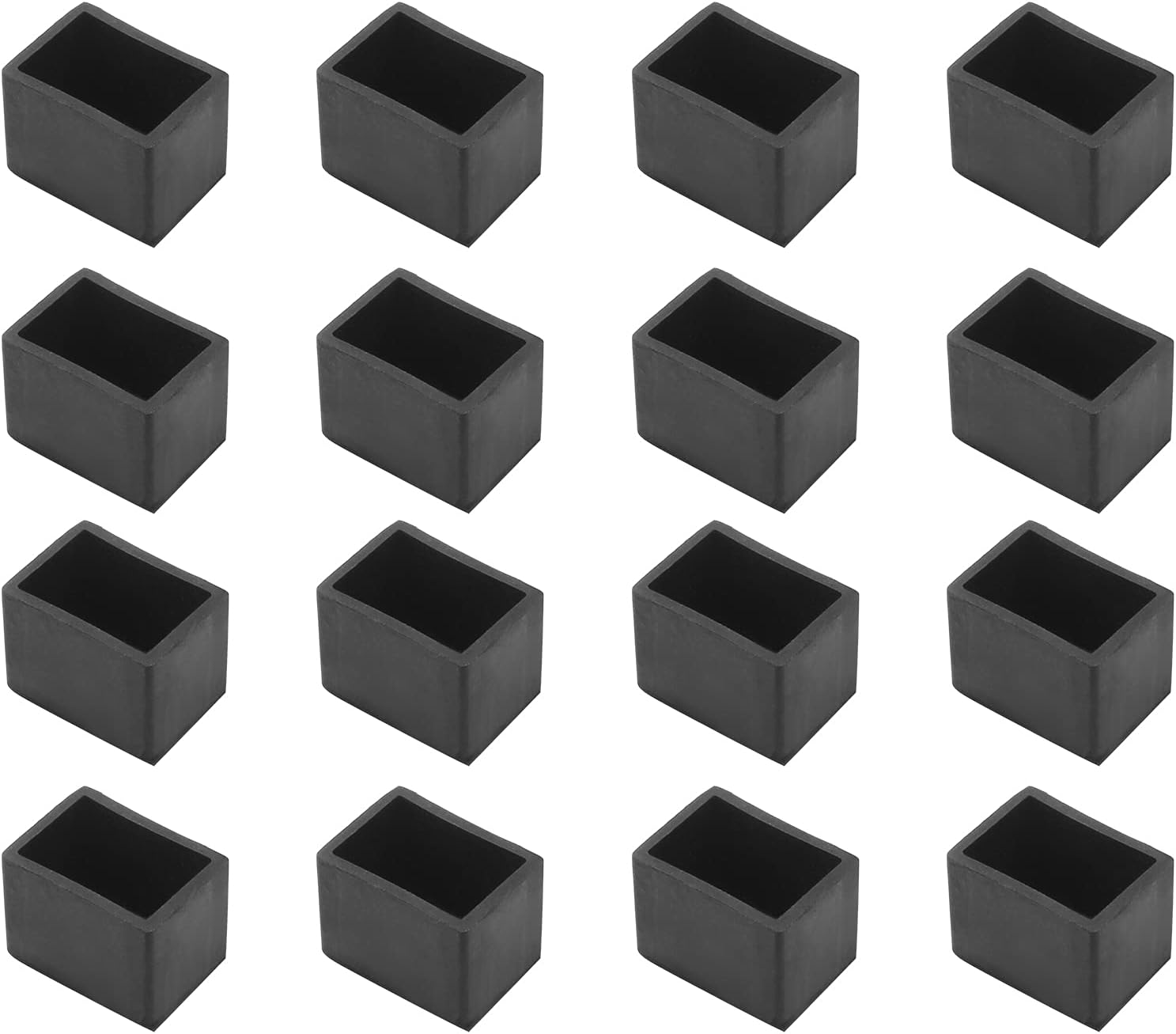 Uenhoy 16 Pcs Rectangle Rubber Chair Leg Covers, Black Chair Leg Caps Rectangular Furniture Feet Cover, Chair Leg Floor Protectors 0.8" x 1.2"