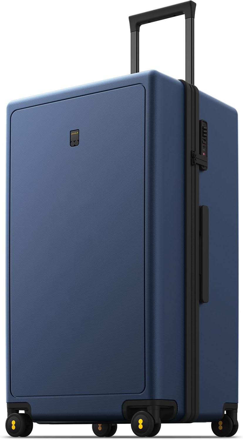 LEVEL8 Trunk Luggage 28 Inch, Large Suitcase with Spinner Wheels, Navy